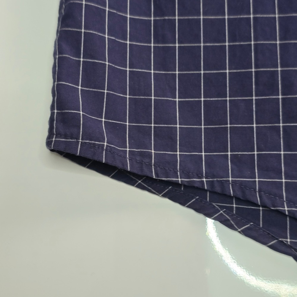 Tommy Hilfiger Button Down Shirt Mens XXL Navy Blue Windowpane 100s 2-Ply Cotton - Picture 5 of 13